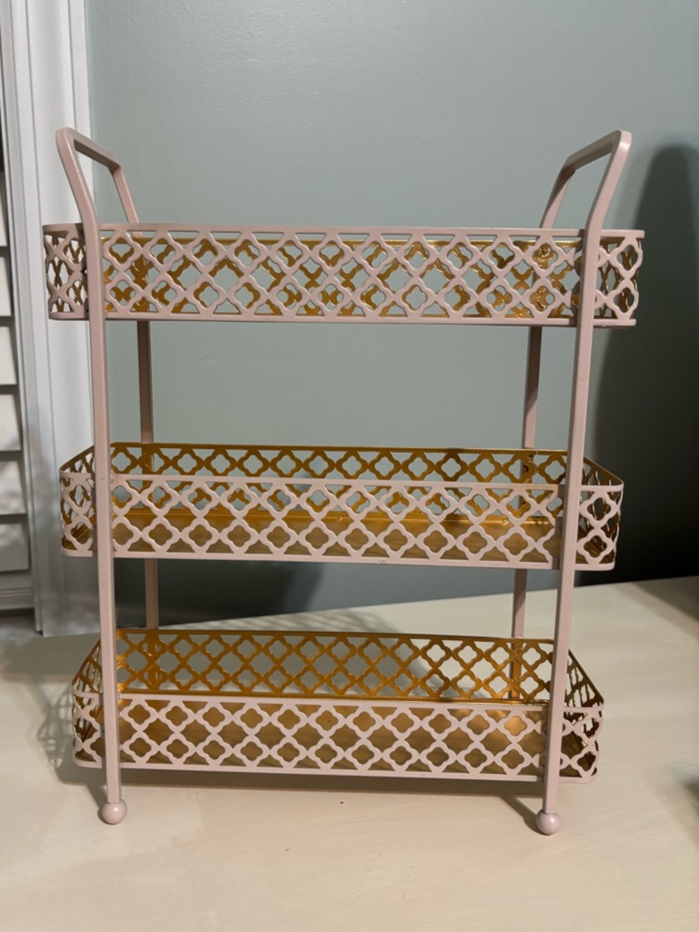 3 Tier Metal Basket Organizer Light Pink